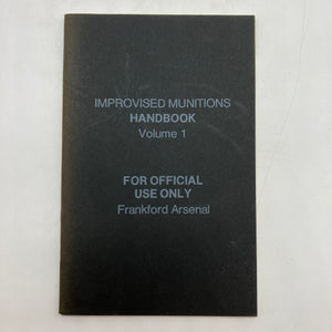 Improvised Munitions Handbook Volume 1 Frankford Arsenal Paperback Very Good