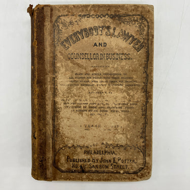 Everybody's Lawyer & Counsellor in Business (1860) Frank Crosby Leather HC Good