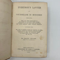 Everybody's Lawyer & Counsellor in Business (1860) Frank Crosby Leather HC Good