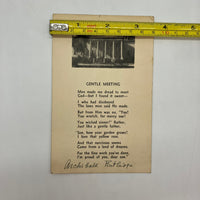 Signed Archibald Rutledge Poem Gentle Meeting Card Paper Ephemera