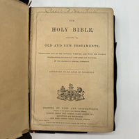 Antique Reference Bible KJV 1800s Eyre & Spottiswoode w Hawkins Darragh Genealogy