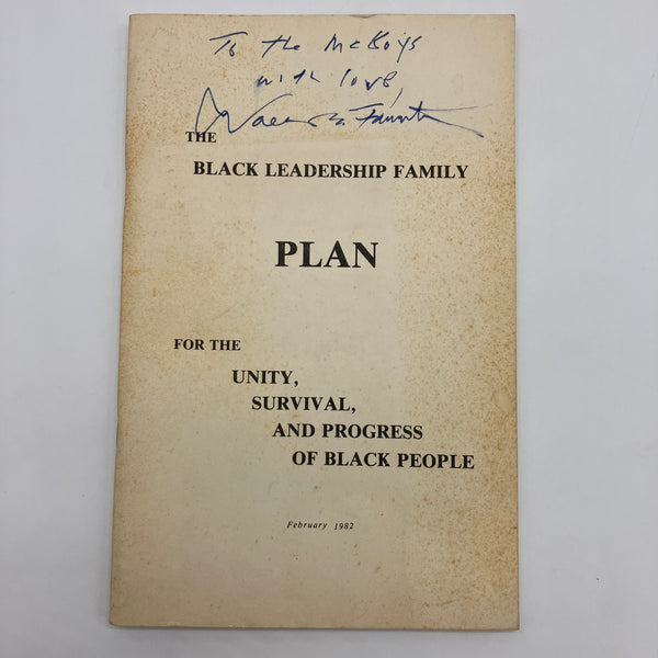 Signed Walter E. Fauntroy The Black Leadership Family Plan Feb 1982 Black Caucus