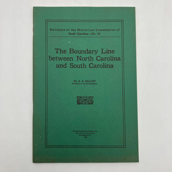 The Boundary Line Between North & South Carolina 1959 AS Salley 38pg Pamphlet VG