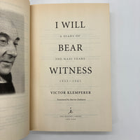 I Will Bear Witness 1933-1941 A Diary of the Nazi Years (1999) Victor Klemperer WW2 Paperback VG