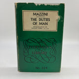 The Duties of Man and Other Essays 1961 Joseph Mazzini Everymans Library HC Good