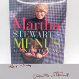 Signed Martha Stewart Menus for Entertaining (1994) Hardcover Good First Edition