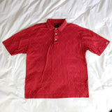 Dockers Golf Polo Collar Button Shirt Mens Medium Mercerized Cotton Red Argyle