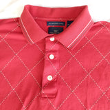 Dockers Golf Polo Collar Button Shirt Mens Medium Mercerized Cotton Red Argyle