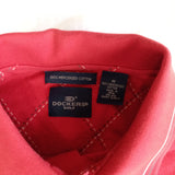 Dockers Golf Polo Collar Button Shirt Mens Medium Mercerized Cotton Red Argyle