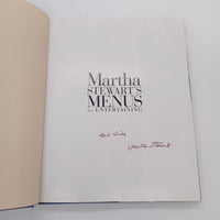 Signed Martha Stewart Menus for Entertaining (1994) Hardcover Good First Edition