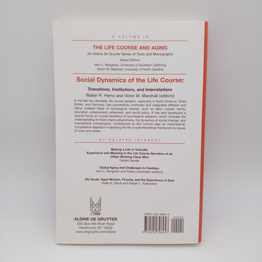 Social Dynamics of the Life Course (2003) Walter Heinz Victor Marshall Very Good